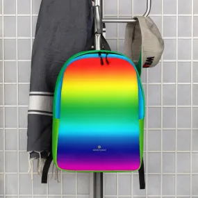 Rainbow Ombre Backpack, Rainbow Print Designer Gay Pride Minimalist Backpack Travel Bag- Made in USA/EU