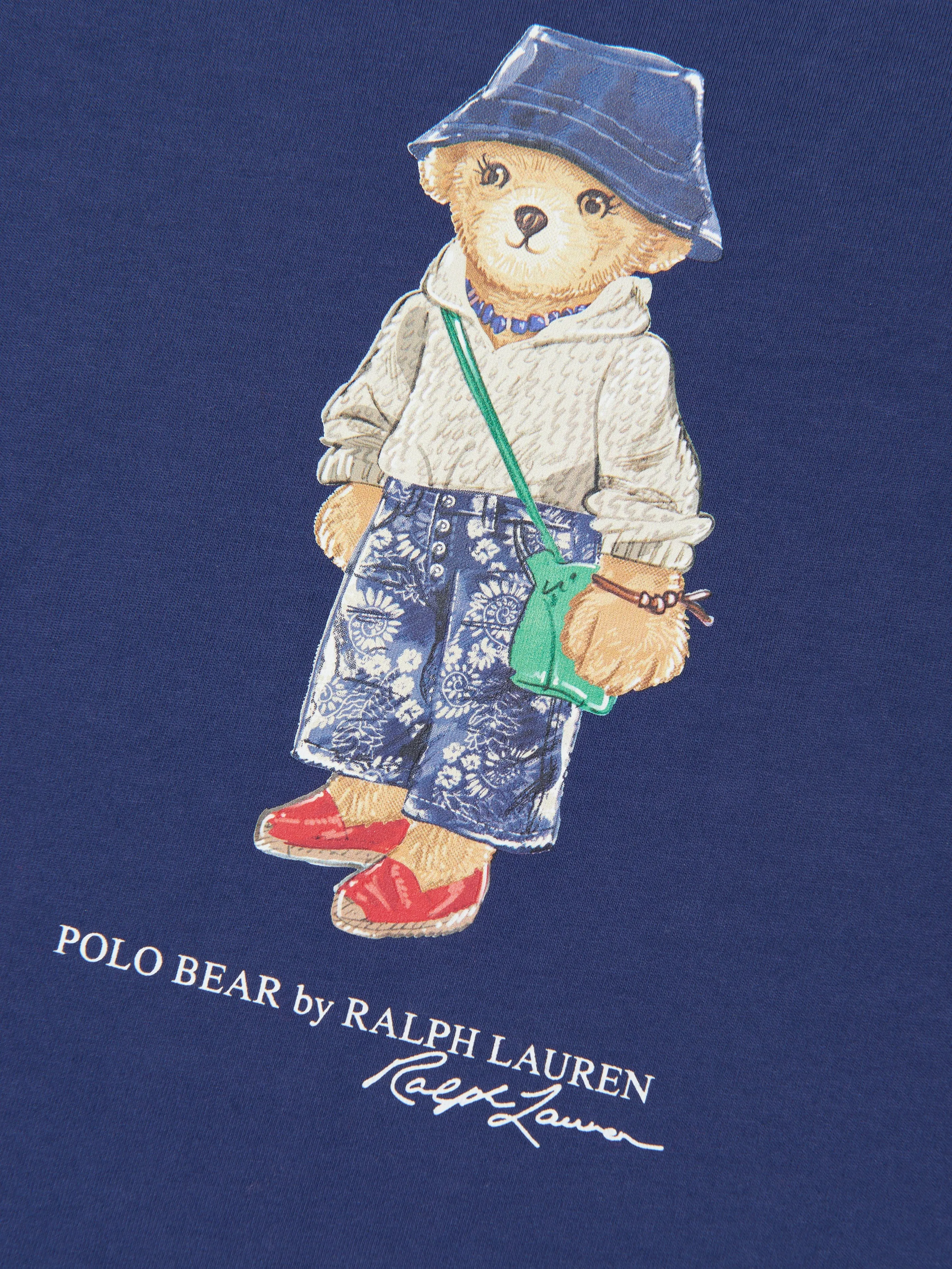 Ralph Lauren Girls Bear Jersey Dress in Navy