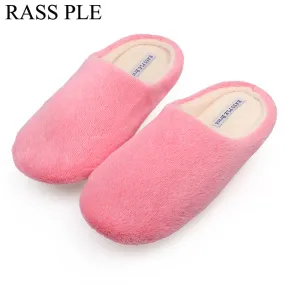 RASS PLE Soft Plush Cotton Cute Slippers Shoes Non-Slip Floor ,Indoor House ,Home Furry Slippers Women Shoes For Bedroom