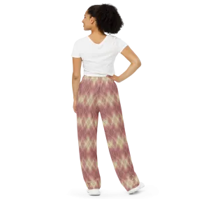 Recursia Argyle Rewired Women's Wide Leg Pants In Pink