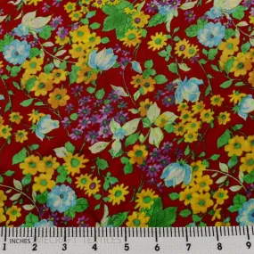 Red Bright Bloom Cotton Print