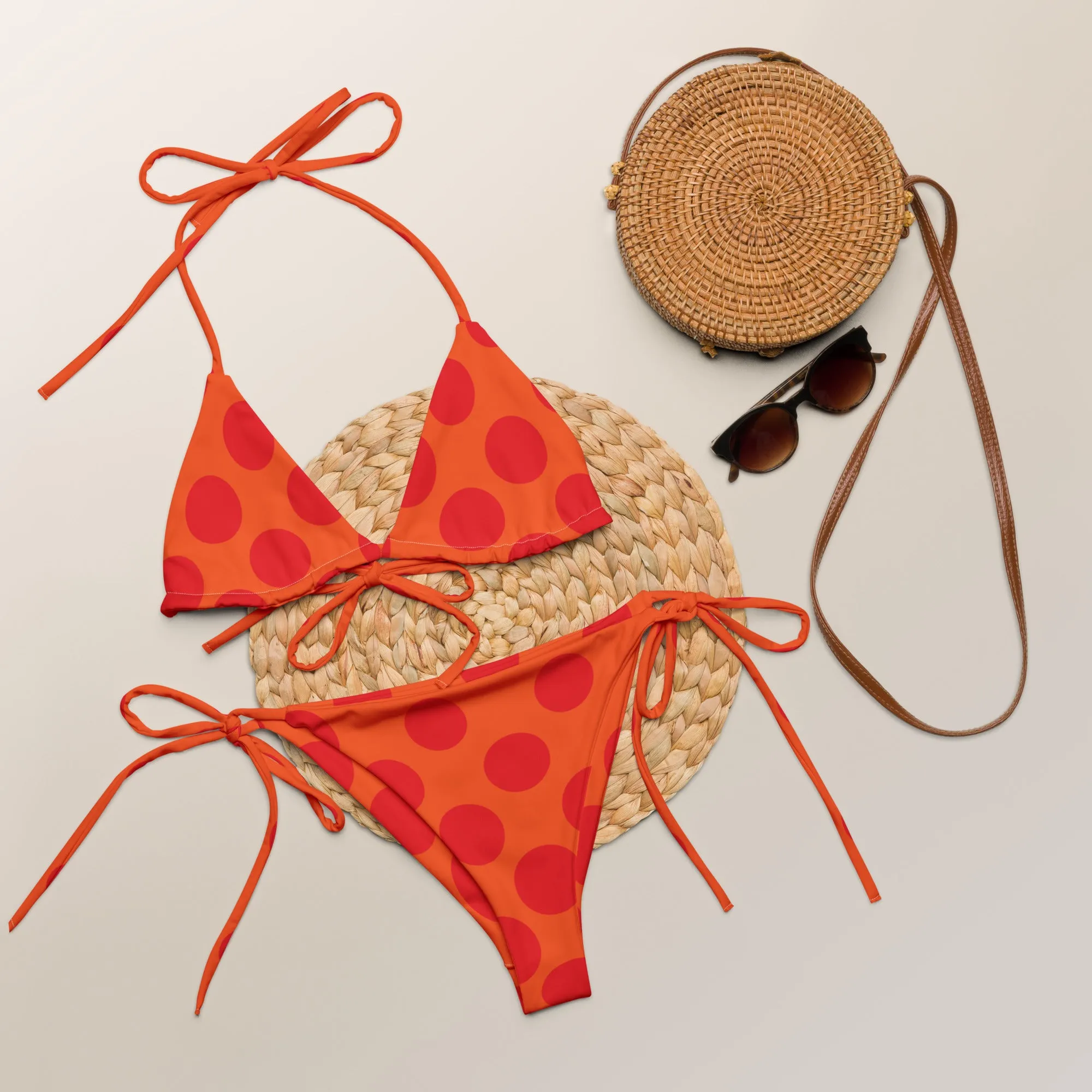 Red Checkered String Bikini by Dumbbells and Hotels