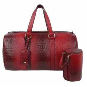 Red Ostrich Weekender Duffel Bag