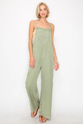 RISEN Wide Leg Tencel Overalls