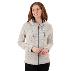 Ronee Women's Full Zip Knitted Hoodie in Off White Denim Blue