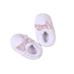 ROSE SWEET | Baby Girls White Floral Quilted Cotton Booties