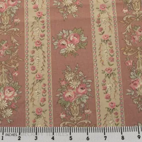 Rose Vintage Bouquet Stripe Cotton Print