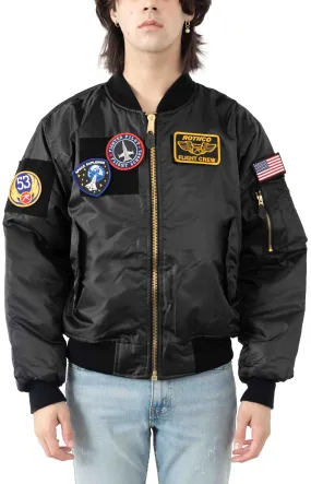 Rothco MA-1 Reversible Flight Jacket with Custom Patches - Black