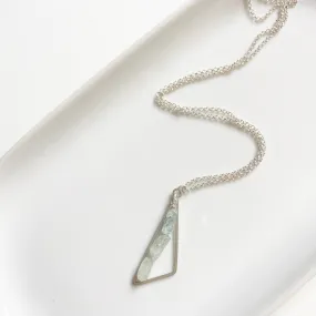 Rough cut aquamarine triangle pendant in silver