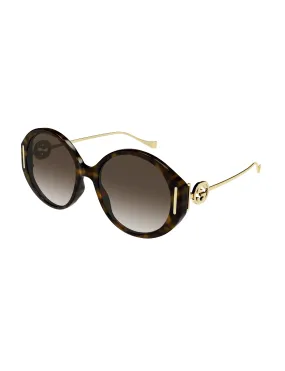 Round Florence Sunglasses, Havana/Gold