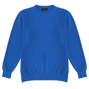 Royal Blue Mens Knit Classic Crew Neck Sweater