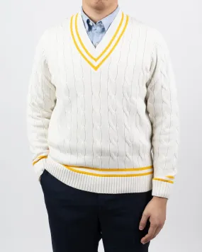 Sandridge Ecru/Gold Cotton Cricket Cable Knit Sweater