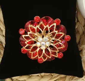 SB289 - Red Flower Brooch