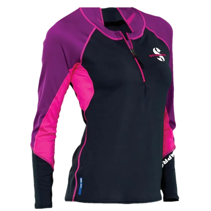 ScubaPro Jewel Rash Guard Womens, C-Flow, Long Sleeve (UPF50) - Pink/Purple