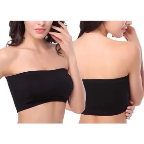 Seamless Bandeau Bra Plus Size Strapless Stretchy Tube Top Bra with Removable Pads for Women