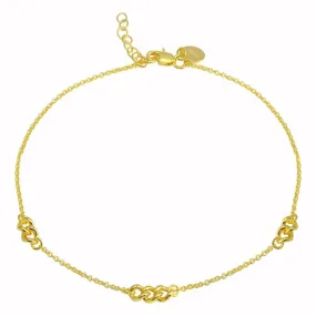 Silver 925 Gold Plated 3 Link Anklets