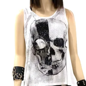 Skull Black Mesh Panel Tank Top