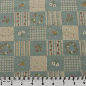 Sky Floral Checkers Cotton Print