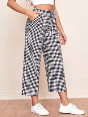 Slant Pocket Gingham Palazzo Pants