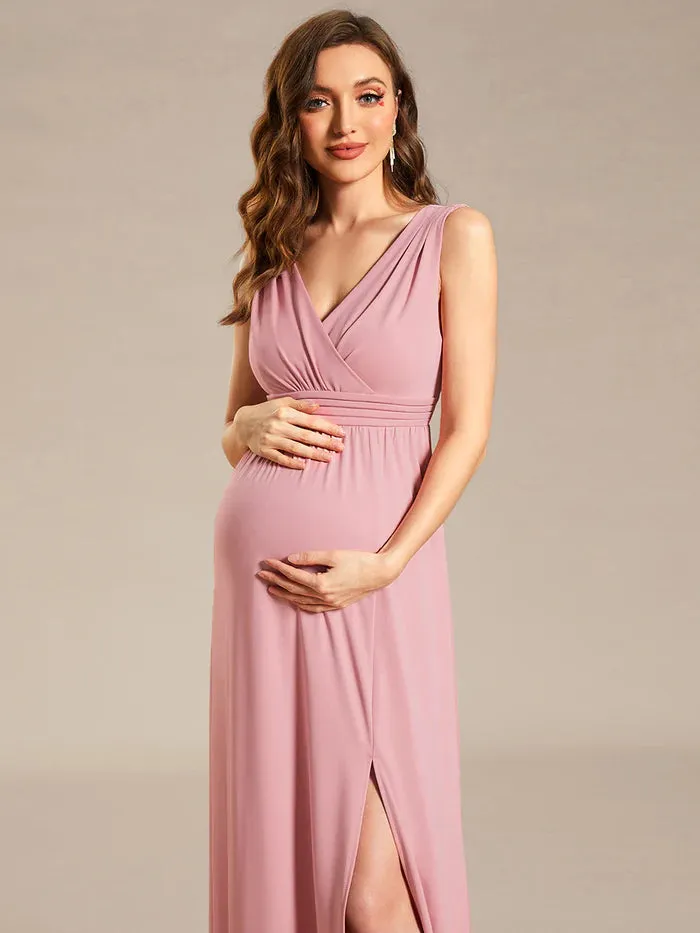 Sleeveless Side Split Bleted Maternity Dresses