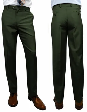 SLIM FIT FLAT FRONT DRESS PANTS, SUPER 150'S ITALIAN FABRIC | PL-100-Hunter