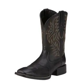 Sport Wide Square Toe Western Boot - Black