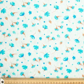 Spring Blooms Collection #16 Blue Flower on White Cotton Prints