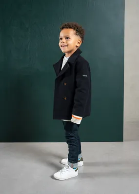 St Suliac peacoat for children - in wool cloth (NAVY)