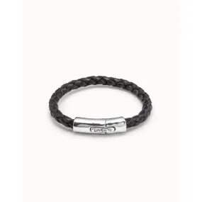 Stable Silver Leather Bracelet