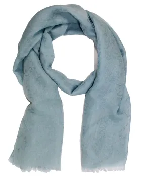 Stefano Ricci Scarf Powder Blue Floral - Luxury Cashmere Linen Silk Shawl SALE