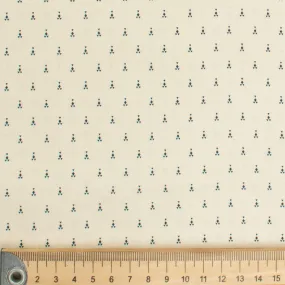 Stof Fabrics Dots Mini Green Spots on Cream Cotton Prints