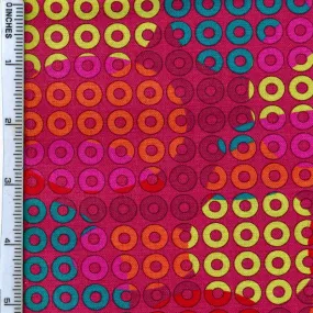 Stof Fabrics Geo Coaster Multi-Colour Circle on Pink Cotton Prints