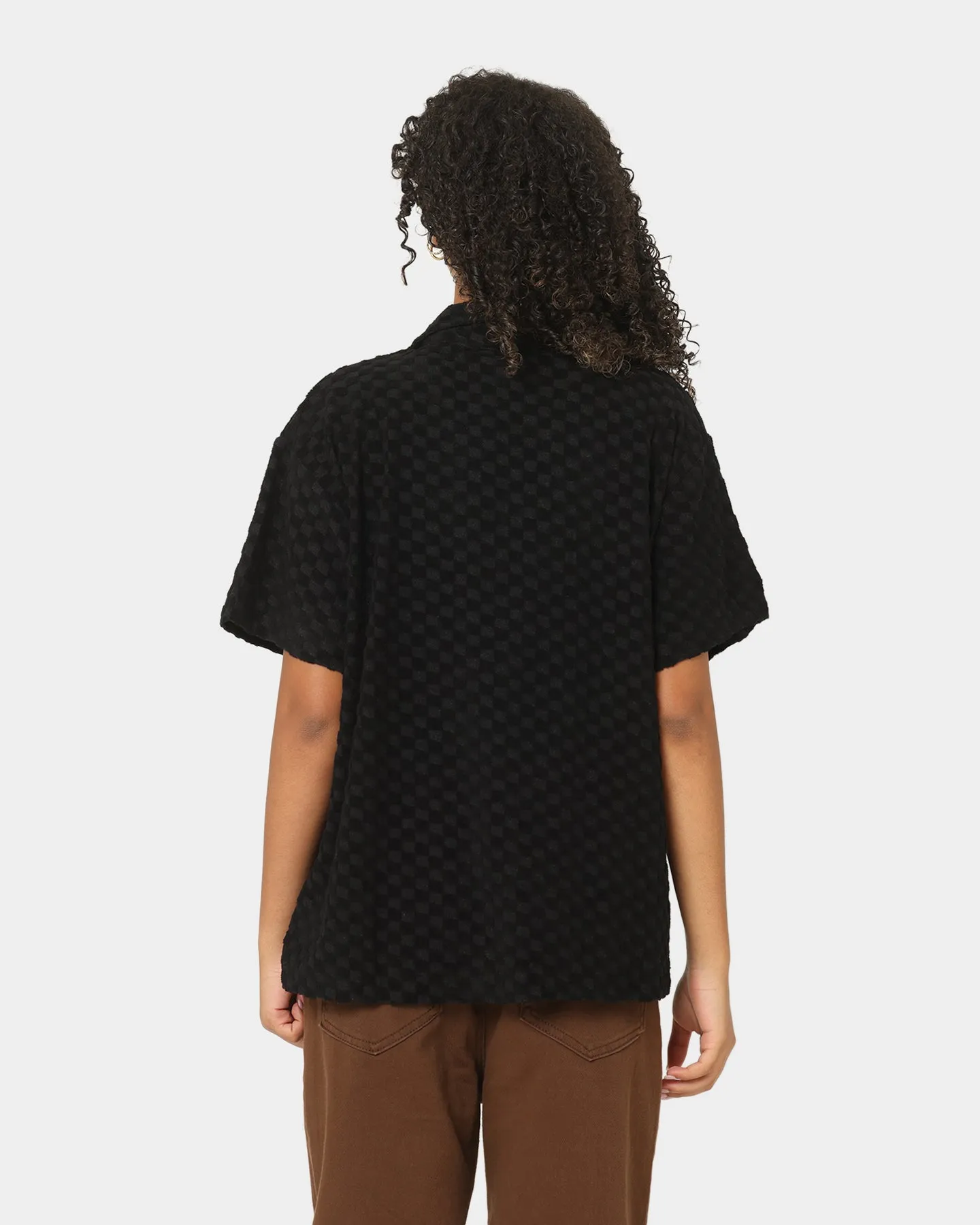 Stussy Women's Check Terry Oversized Shirt Black