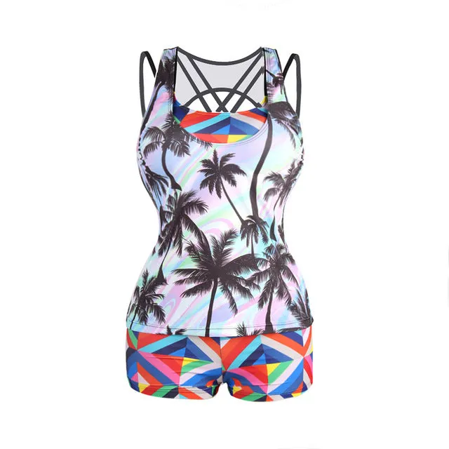 Stylish Leisure Women's Push Up Swimsuit With Backless Vest