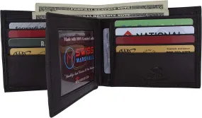 Swiss Marshall Men's RFID Blocking Premium Leather Bifold Multi-Card Compact Center Flip Wallet