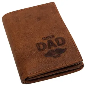 Swiss Marshall Super Dad Real Leather Men's RFID Blocking Trifold Wallet with Outside ID Window Gift