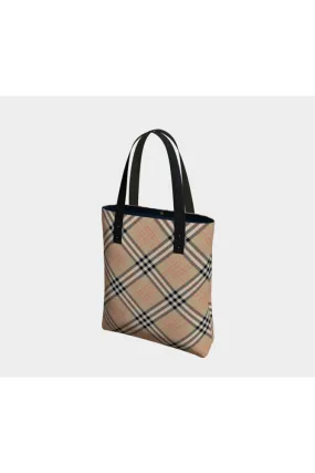 Tan Tartan Tote Bag