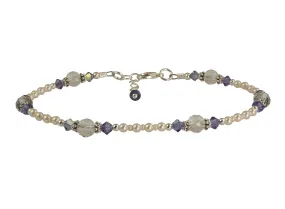 Tanzanite Crystal Cream Beaded Anklet