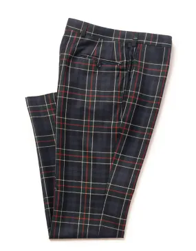 TARTAN DRESS TROUSERS - GREEN/NAVY WITH RED/WHITE PANE