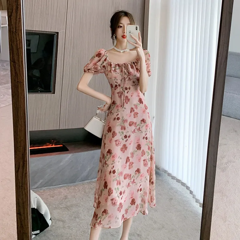 Tea Break Floral Female Summer Stylish Thin A- line Dress