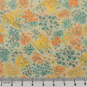 Teal Wildflowers Cotton Print