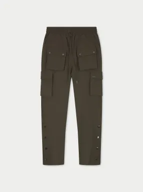 TECHNICAL STRETCH POPPER DETAIL CARGO PANTS - MOCHA