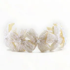 The Sariel Statement Cream Bow Headband