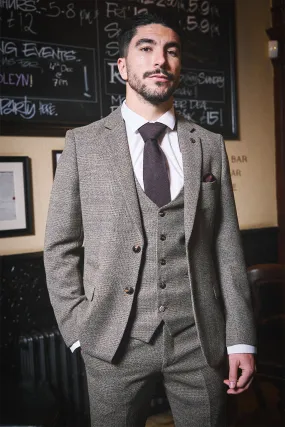 The WHU Collection - KRIS Tan Tweed Three Piece Suit As Worn By Carlos Soler