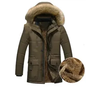 Thick Parka Men Winter Jacket Faux Fur Hoodie Collar