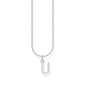 THOMAS SABO Necklace with letter pendant U and white zirconia - silver