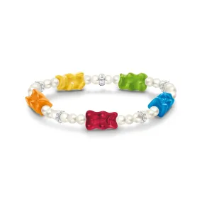 THOMAS SABO Pearl bracelet with 5 colourful goldbears