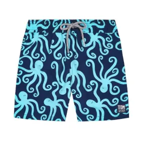 TOM & TEDDY - Boy's Shorts (Dark Blue & Sky Octopus)