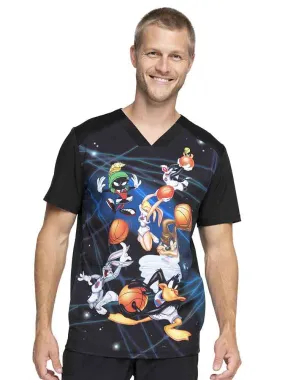 Tooniforms Unisex V-Neck Print Scrub Top | Space Jam