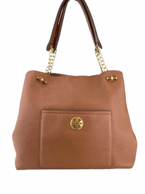 Tory Burch, Women's Chelsea Pebbled Leather Slouchy Tote Bag, Saddle